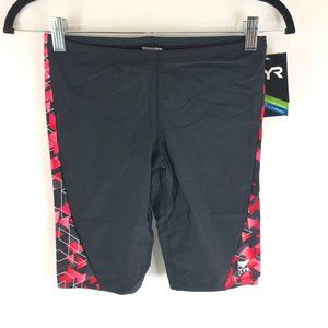 TYR Mens Labyrinth Jammer Swimwear Bottom Shorts Drawstring Red Pink Black 32 M